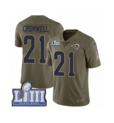 Men's Nike Los Angeles Rams #21 Nolan Cromwell Limited Olive 2017 Salute to Service Super Bowl LIII Bound NFL Jersey