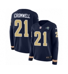 Women's Nike Los Angeles Rams #21 Nolan Cromwell Limited Navy Blue Therma Long Sleeve NFL Jersey
