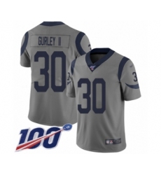 Men's Los Angeles Rams #30 Todd Gurley Limited Gray Inverted Legend 100th Season Football Jersey