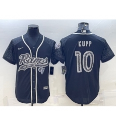 Men's Los Angeles Rams #10 Cooper Kupp Black Reflective With Patch Cool Base Stitched Baseball Jersey