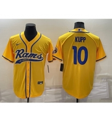 Men's Los Angeles Rams #10 Cooper Kupp Yellow Stitched Cool Base Nike Baseball Jersey