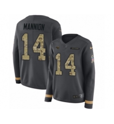 Women's Nike Los Angeles Rams #14 Sean Mannion Limited Black Salute to Service Therma Long Sleeve NFL Jersey