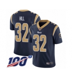 Men's Los Angeles Rams #32 Troy Hill Navy Blue Team Color Vapor Untouchable Limited Player 100th Season Football Jersey