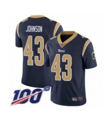 Men's Los Angeles Rams #43 John Johnson Navy Blue Team Color Vapor Untouchable Limited Player 100th Season Football Jersey