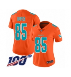Women's Miami Dolphins #85 Mark Duper Limited Orange Inverted Legend 100th Season Football Jersey