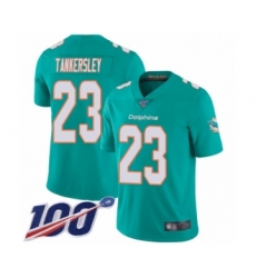 Men's Miami Dolphins #23 Cordrea Tankersley Aqua Green Team Color Vapor Untouchable Limited Player 100th Season Football Jersey