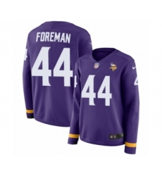 Women's Nike Minnesota Vikings #44 Chuck Foreman Limited Purple Therma Long Sleeve NFL Jersey