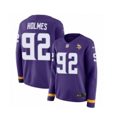 Women's Nike Minnesota Vikings #98 Linval Joseph Limited Purple Therma Long Sleeve NFL Jersey