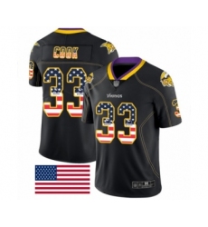 Men's Minnesota Vikings #33 Dalvin Cook Limited Black Rush USA Flag Football Jersey