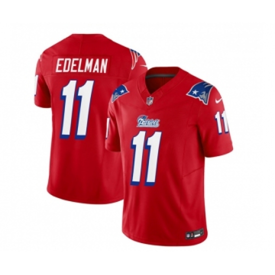 Men's Nike New England Patriots #11 Julian Edelman Red 2023 F.U.S.E. Vapor Limited Football Stitched Jersey Men's Nike New England Patriots #11 Julian Edelman Red 2023 F.U.S.E. Vapor Limited Football Stitched Jersey