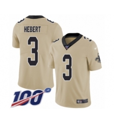 Youth New Orleans Saints #3 Bobby Hebert Limited Gold Inverted Legend 100th Season Football Jersey