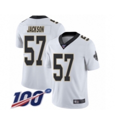 Men's New Orleans Saints #57 Rickey Jackson White Vapor Untouchable Limited Player 100th Season Football Jersey