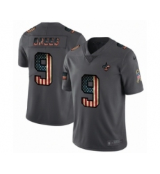 Men's New Orleans Saints #9 Drew Brees Limited Black USA Flag 2019 Salute To Service Football Jersey