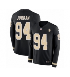 Youth Nike New Orleans Saints #94 Cameron Jordan Limited Black Therma Long Sleeve NFL Jersey
