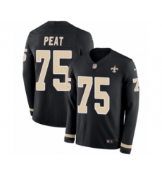 Youth Nike New Orleans Saints #75 Andrus Peat Limited Black Therma Long Sleeve NFL Jersey