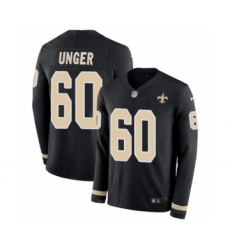 Youth Nike New Orleans Saints #60 Max Unger Limited Black Therma Long Sleeve NFL Jersey