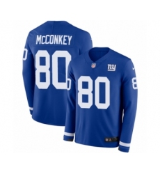 Youth Nike New York Giants #80 Phil McConkey Limited Royal Blue Therma Long Sleeve NFL Jersey