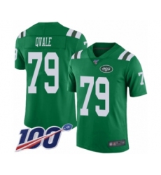 Men's New York Jets #79 Brent Qvale Limited Green Rush Vapor Untouchable 100th Season Football Jersey