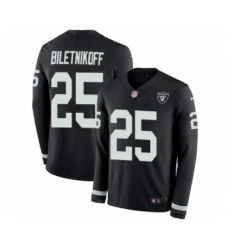 Men's Nike Oakland Raiders #25 Fred Biletnikoff Limited Black Therma Long Sleeve NFL Jersey