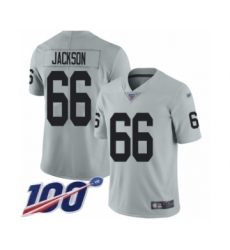 Men's Oakland Raiders #66 Gabe Jackson Limited Silver Inverted Legend 100th Season Football Jersey