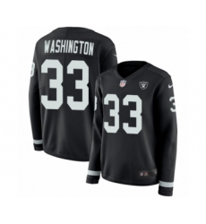 Women's Nike Oakland Raiders #33 DeAndre Washington Limited Black Therma Long Sleeve NFL Jersey