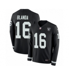Youth Nike Oakland Raiders #16 George Blanda Limited Black Therma Long Sleeve NFL Jersey