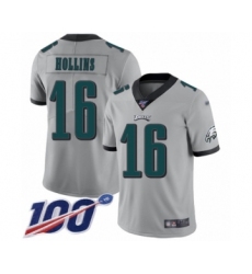 Youth Philadelphia Eagles #16 Mack Hollins Limited Silver Inverted Legend 100th Season Football Jersey