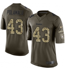 Youth Nike Pittsburgh Steelers #43 Troy Polamalu Elite Green Salute to Service NFL Jersey