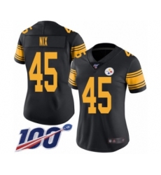 Women's Pittsburgh Steelers #45 Roosevelt Nix Limited Black Rush Vapor Untouchable 100th Season Football Jersey