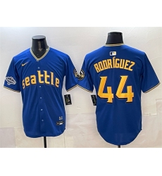 Men's Seattle Mariners #44 Julio Rodríguez Royal With 2025 AL West Division Champions City Connect Limited Stitched Baseball Jersey