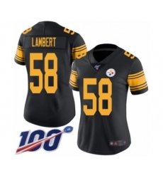 Women's Pittsburgh Steelers #58 Jack Lambert Limited Black Rush Vapor Untouchable 100th Season Football Jersey