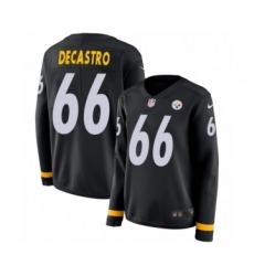 Women's Nike Pittsburgh Steelers #66 David DeCastro Limited Black Therma Long Sleeve NFL Jersey