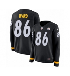 Women's Nike Pittsburgh Steelers #86 Hines Ward Limited Black Therma Long Sleeve NFL Jersey