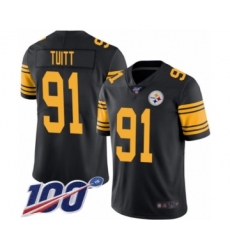 Youth Pittsburgh Steelers #91 Stephon Tuitt Limited Black Rush Vapor Untouchable 100th Season Football Jersey