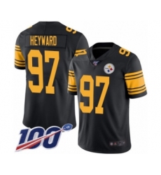 Men's Pittsburgh Steelers #97 Cameron Heyward Limited Black Rush Vapor Untouchable 100th Season Football Jersey
