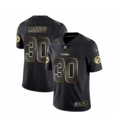 Men Pittsburgh Steelers #30 James Conner Black Golden Edition 2019 Vapor Untouchable Limited Jersey