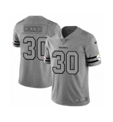 Men's Pittsburgh Steelers #30 James Conner Limited Gray Team Logo Gridiron Football Jersey