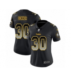 Women's Pittsburgh Steelers #30 James Conner Limited Black Smoke Fashion Football Jersey