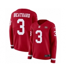 Women's Nike San Francisco 49ers #3 C. J. Beathard Limited Red Therma Long Sleeve NFL Jersey