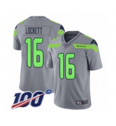 Youth Seattle Seahawks #16 Tyler Lockett Limited Silver Inverted Legend 100th Season Football Jersey