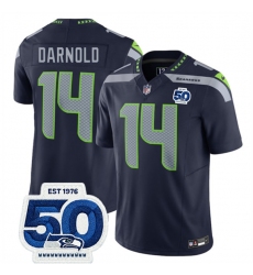 Men's Seattle Seahawks #14 Sam Darnold Navy 2025 F.U.S.E. 50th Anniversary Vapor Limited Football Stitched Jersey
