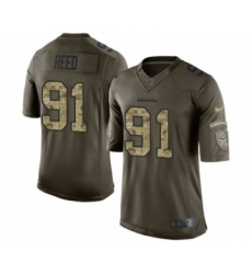 Men's Seattle Seahawks #91 Jarran Reed Elite Green Salute to Service Football Jersey