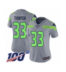 Women's Seattle Seahawks #33 Tedric Thompson Limited Silver Inverted Legend 100th Season Football Jersey