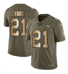 Men's Nike Tampa Bay Buccaneers #21 Justin Evans Limited Olive/Gold 2017 Salute to Service NFL Jersey