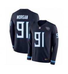 Youth Nike Tennessee Titans #91 Derrick Morgan Limited Navy Blue Therma Long Sleeve NFL Jersey