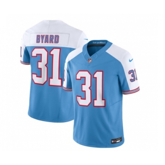 Men's Nike Tennessee Titans #31 Kevin Byard Blue White 2023 F.U.S.E. Vapor Limited Throwback Football Stitched Jersey Men's Nike Tennessee Titans #31 Kevin Byard Blue White 2023 F.U.S.E. Vapor Limited Throwback Football Stitched Jersey