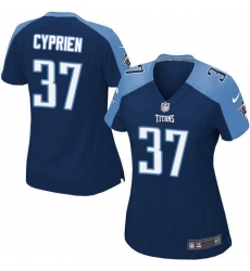 Women's Nike Tennessee Titans #37 Johnathan Cyprien Game Navy Blue Alternate NFL Jersey