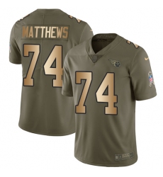 Men's Nike Tennessee Titans #74 Bruce Matthews Limited Olive/Gold 2017 Salute to Service NFL Jersey