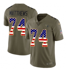Men's Nike Tennessee Titans #74 Bruce Matthews Limited Olive/USA Flag 2017 Salute to Service NFL Jersey