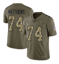 Youth Nike Tennessee Titans #74 Bruce Matthews Limited Olive/Camo 2017 Salute to Service NFL Jersey